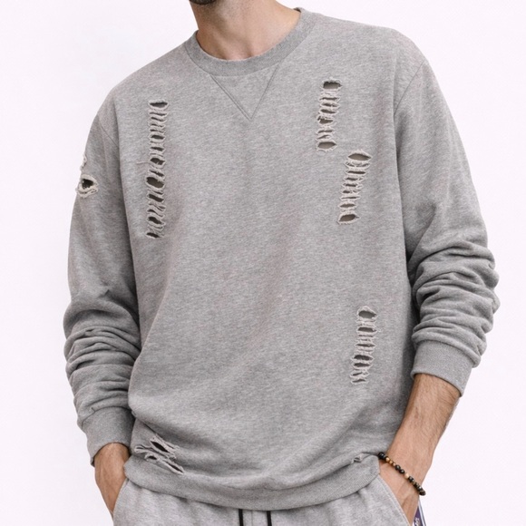 the weekend brand Other - Distressed Gray Sweatshirt | Y2K Grunge Streetwear | The Weekend Brand Small